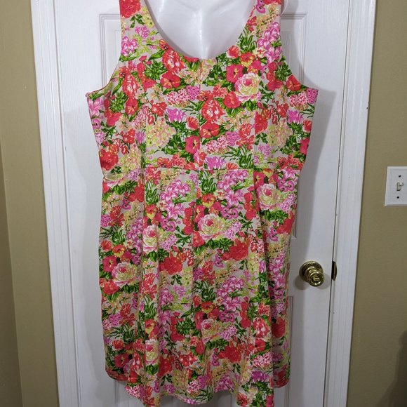 Tiana B Multi-Colored Floral Sleeveless Fit & Flare Midi Dress - size 24W - Picture 6 of 11